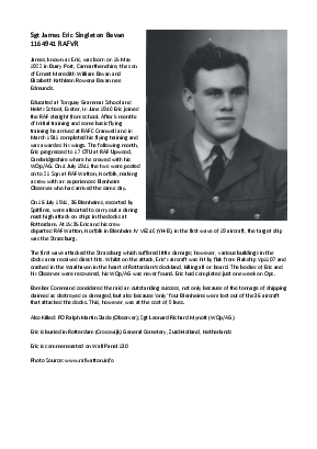 A preview of a PDF biography for Bevan, James Eric Singleton